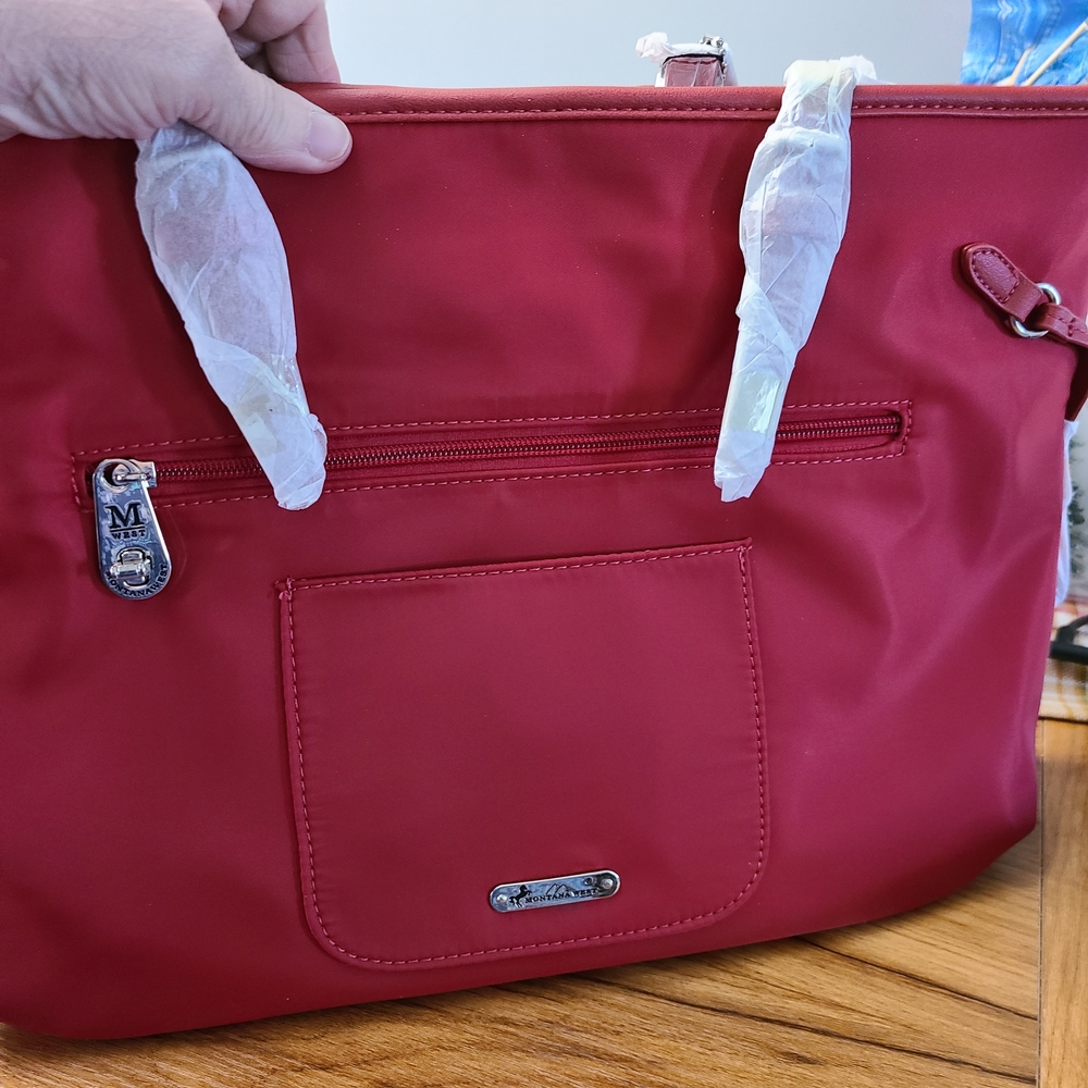 MONTANA WEST..Stylish Red Embroidered Women's Bag Set.....leather - Picture 2 of 12